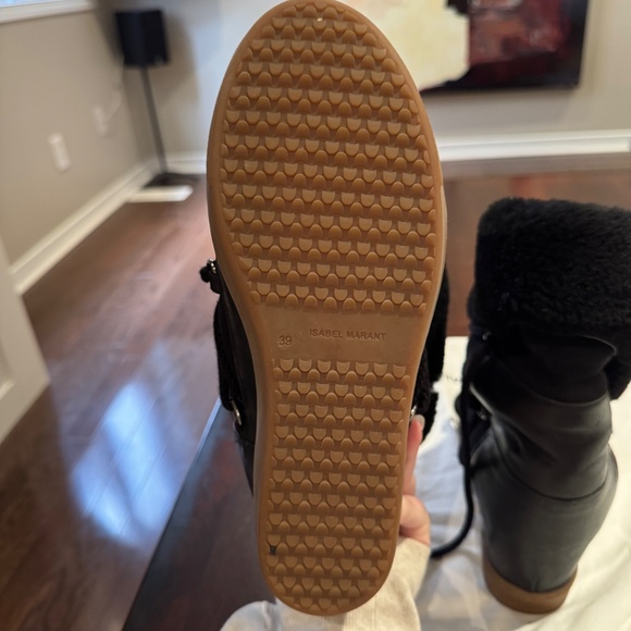 Isabel Marant Shearling Trim Lace-Up Boots - Picture 4 of 4